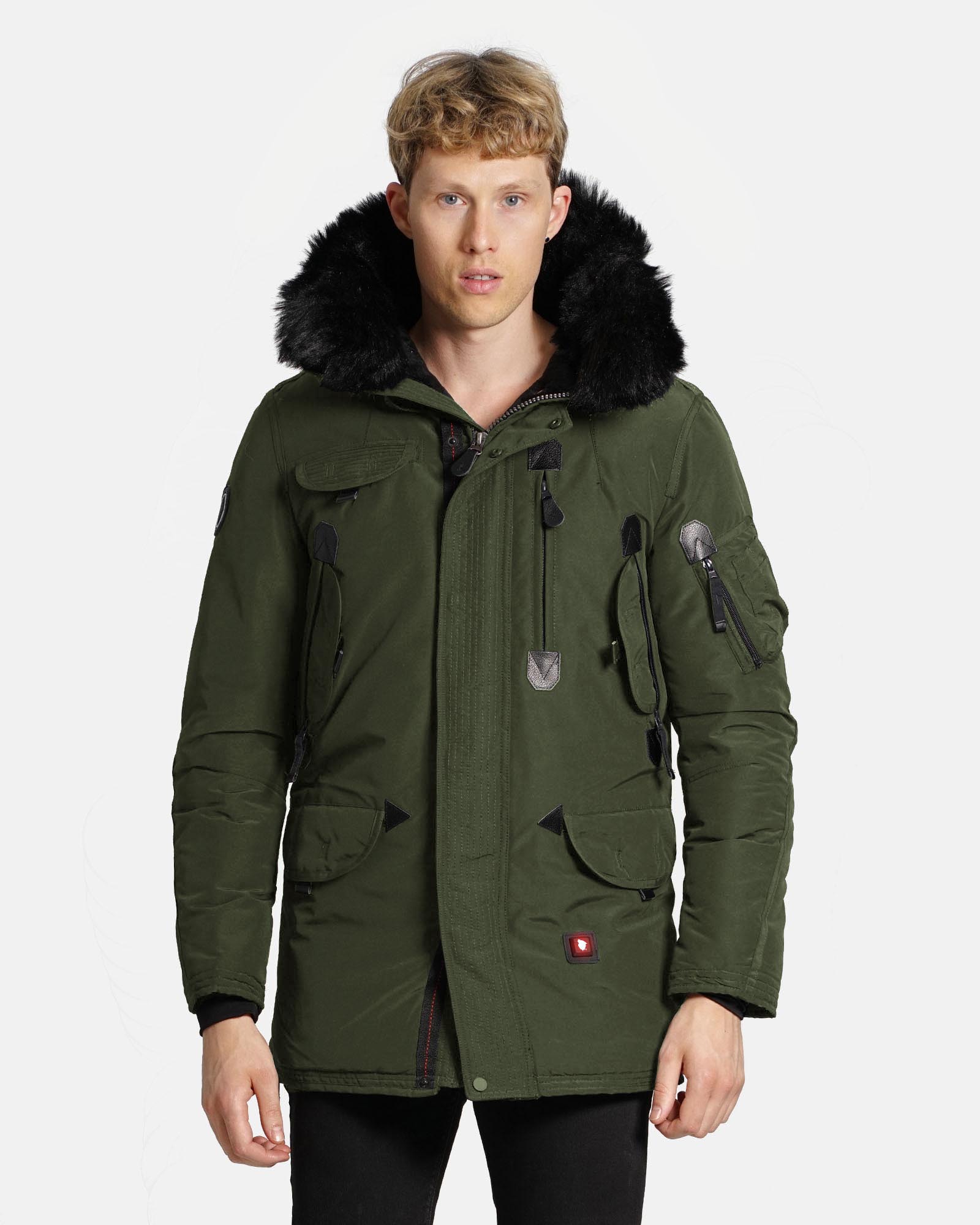 Doudoune Chauffante Capuche COPENHAGEN Kaki Vert