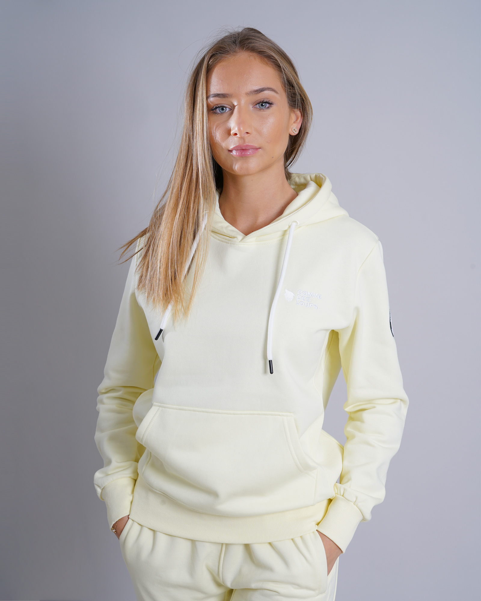 Survêtement capuche MANHATTAN JAUNE PASTEL Unisexe