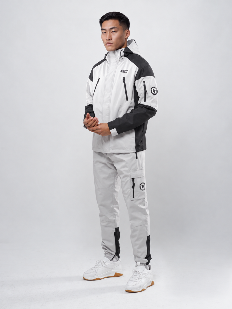 Survetement Capuche Hybrid Gris clair / Noir