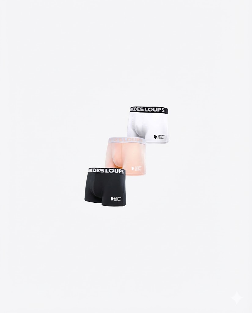 LOT DE 3 BOXERS NOIR-BLANC-ROSE