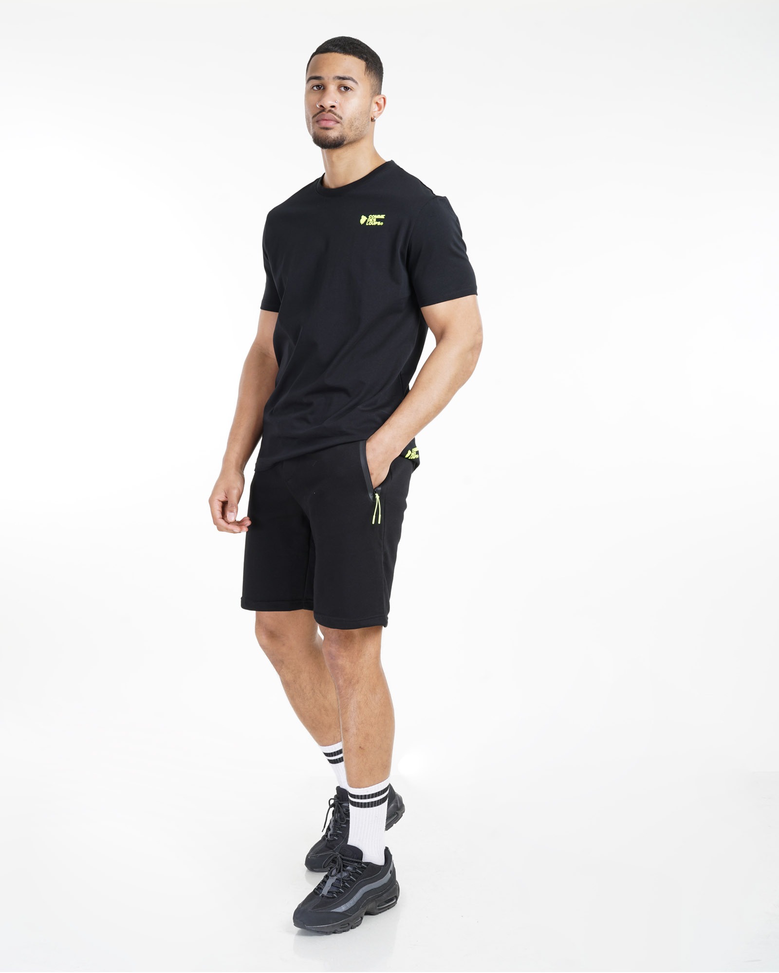 Ensemble Short T-Shirt NOIR/FLUO VERT