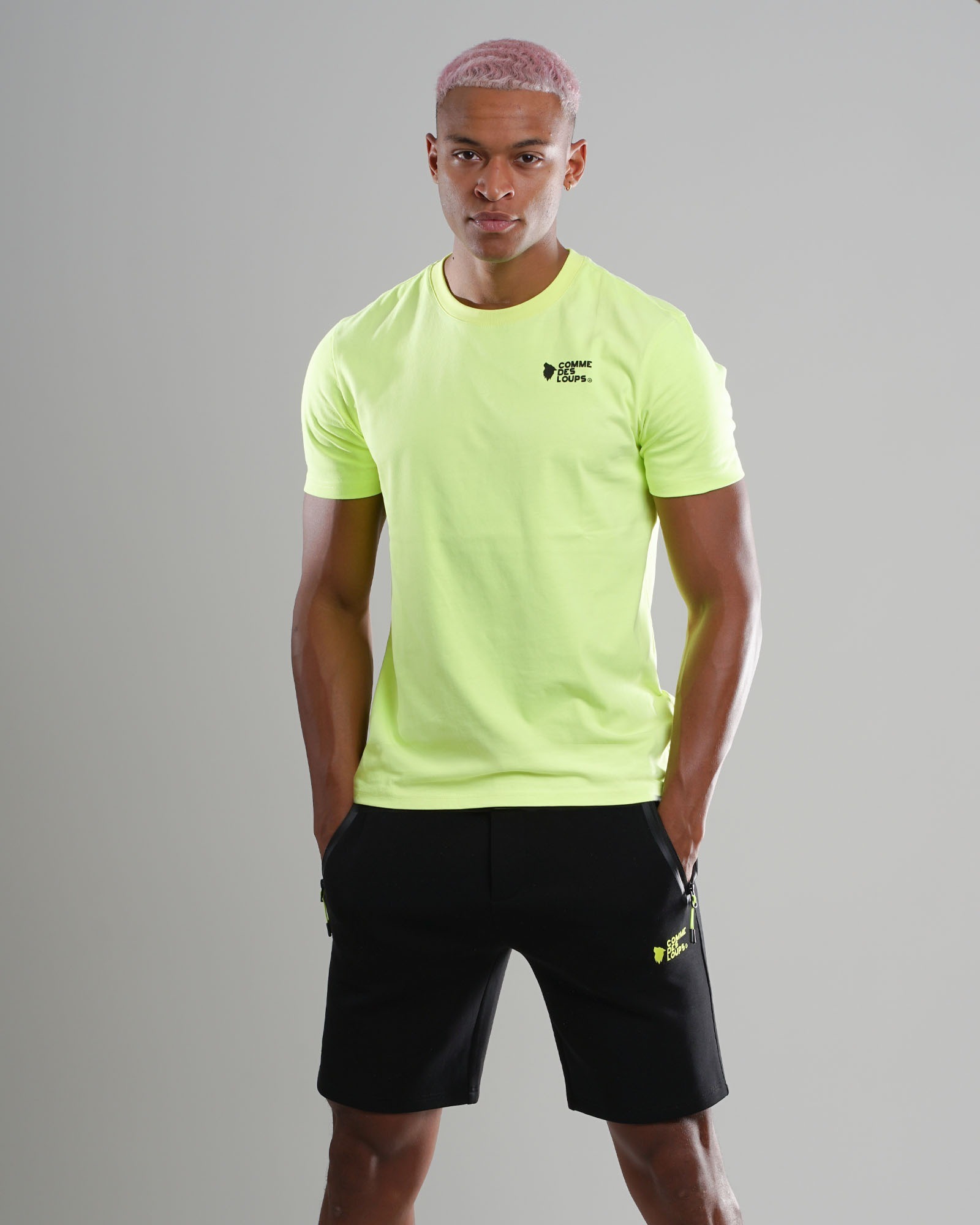 Ensemble Short T-Shirt JAUNE FLUO/NOIR