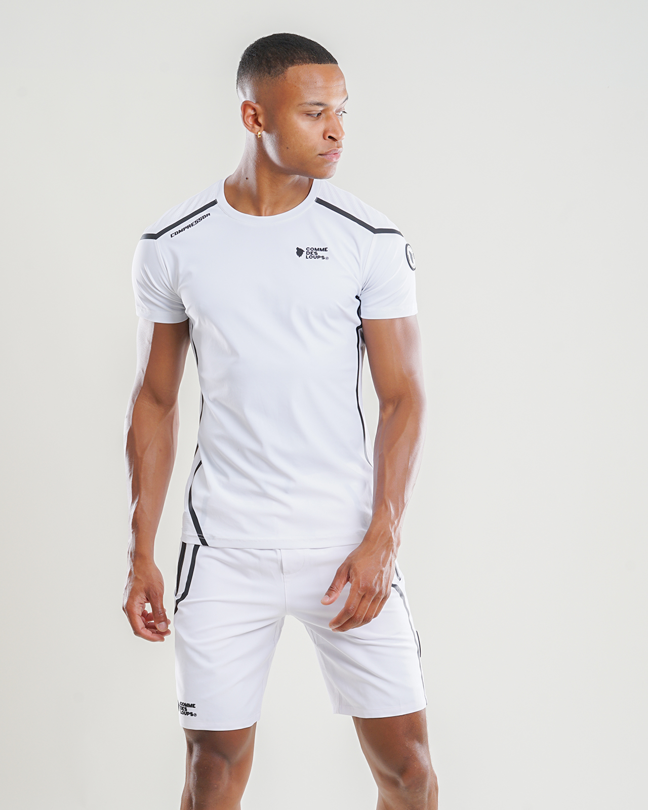 Ensemble Short T-Shirt Compressor Blanc