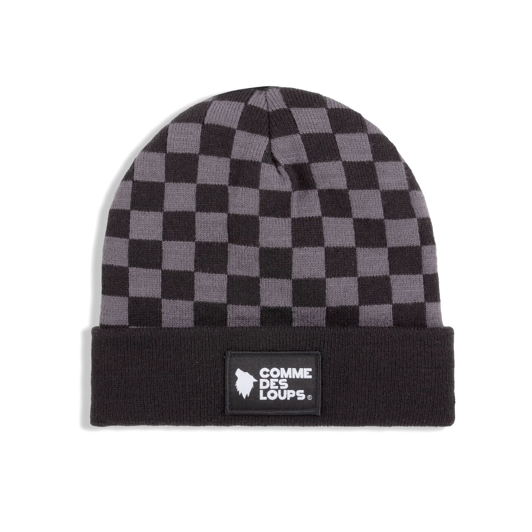 BONNET JACQUARD DAMIER COMME DES LOUPS Noir/Gris