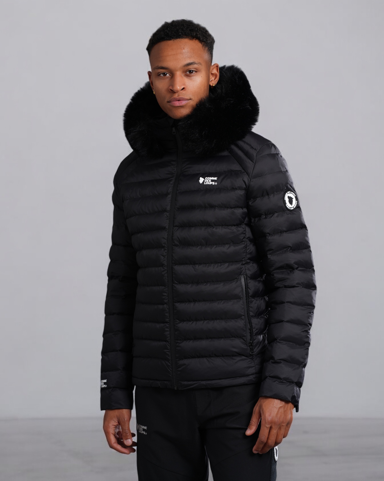 Doudoune Capuche Fourrure LIVERPOOL Noir