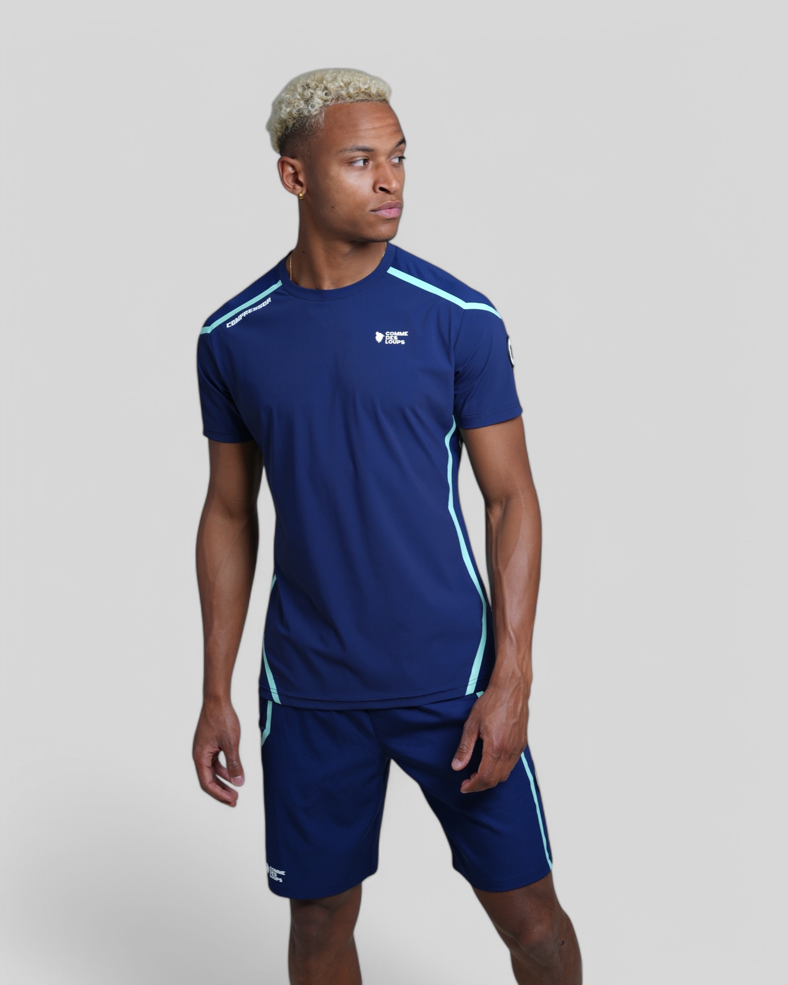 Ensemble Short T-Shirt Compressor Ocean Bleu