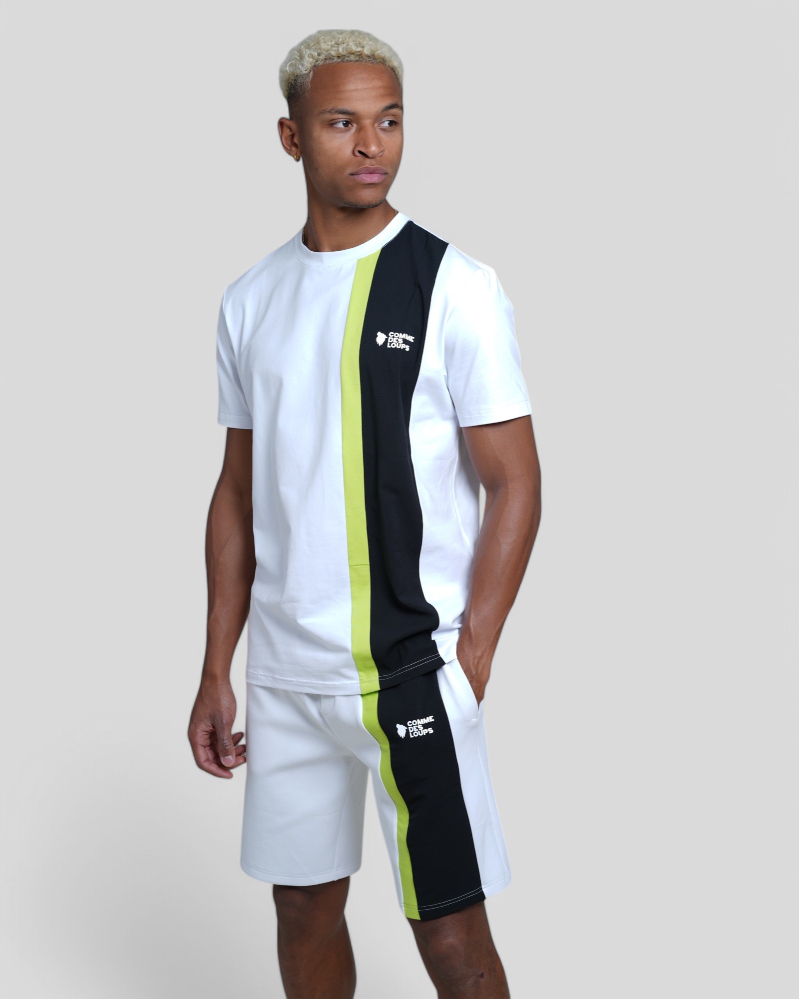 Ensemble Short T-Shirt AMALFI Blanc/Fluo/Noir