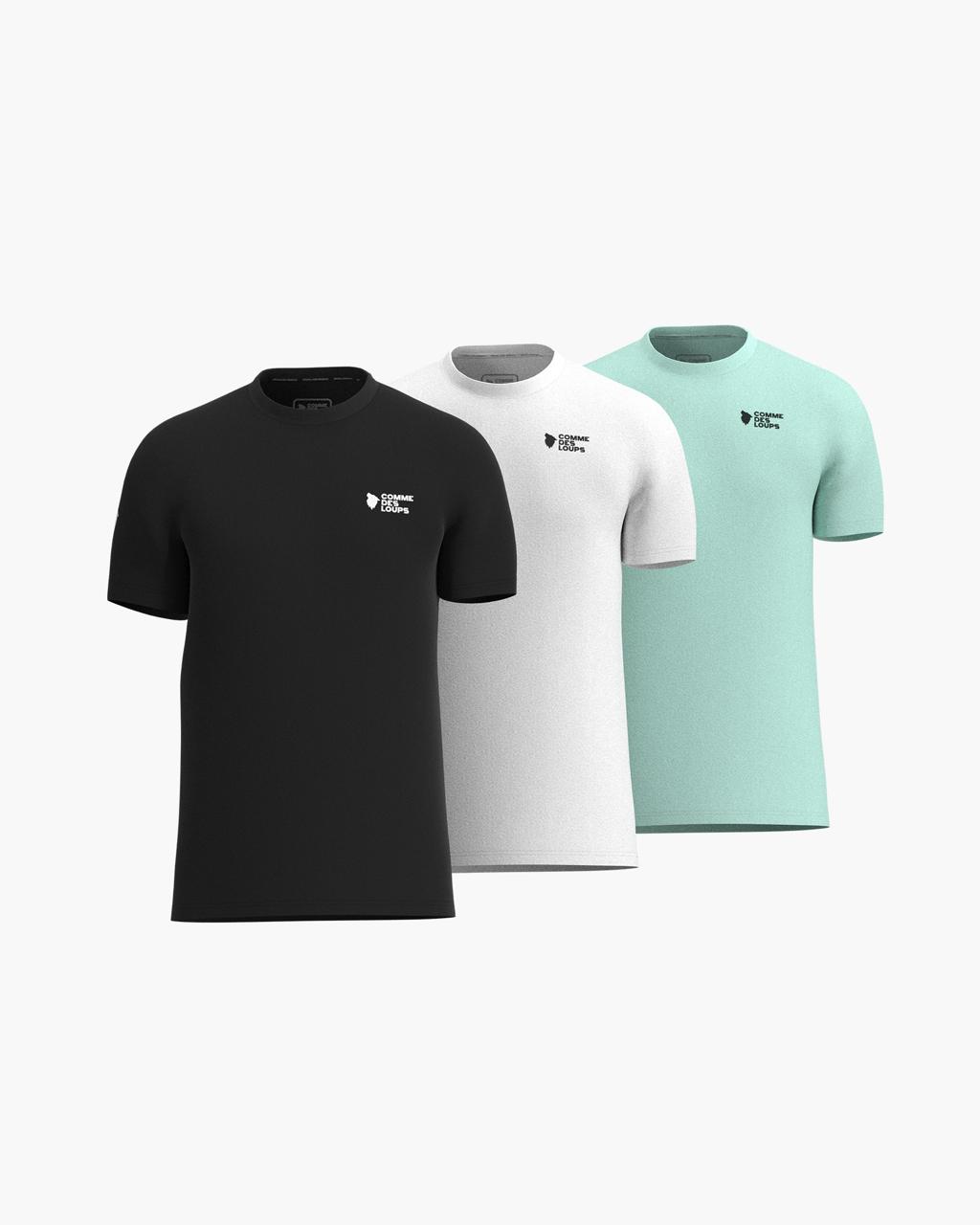 Lot de 3 T-shirt Classico Noir Vert Blanc