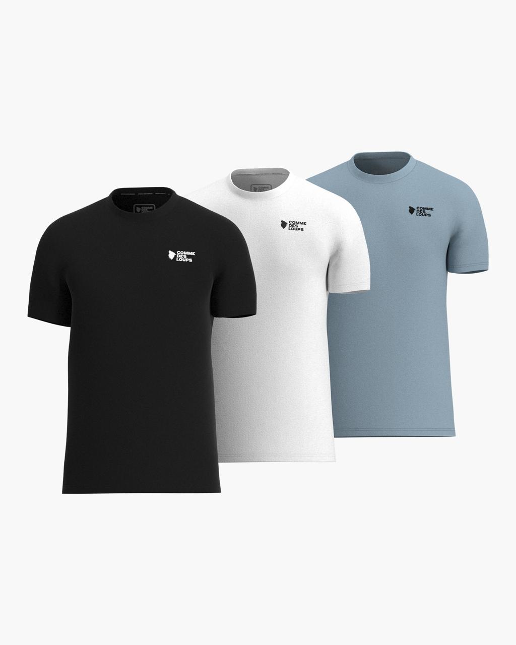 Lot de 3 T-shirt Classico Noir Bleu Ciel Blanc