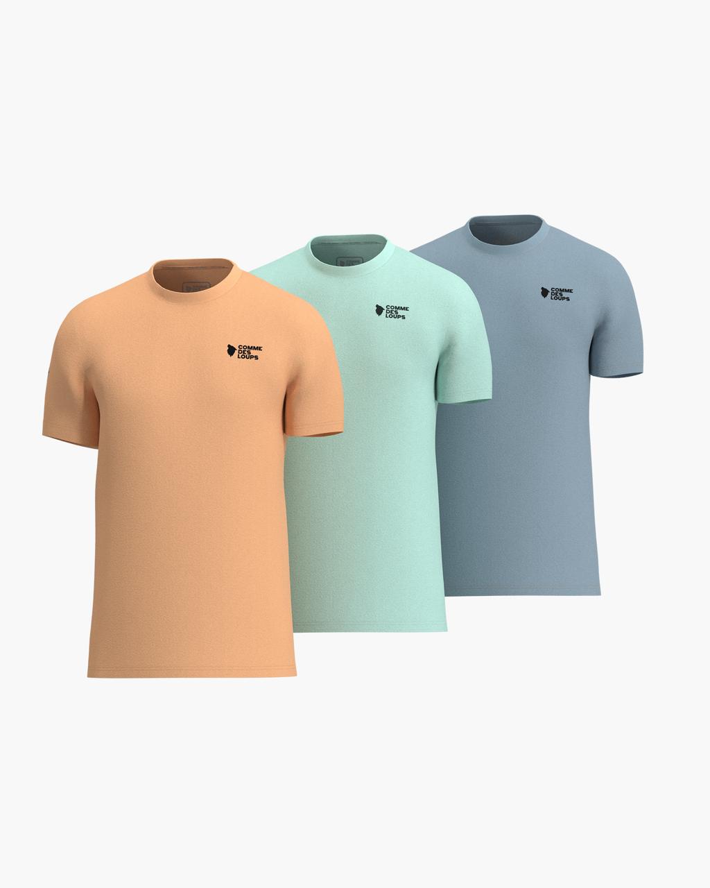 Lot de 3 T-shirt Classico Peche Vert Bleu Ciel