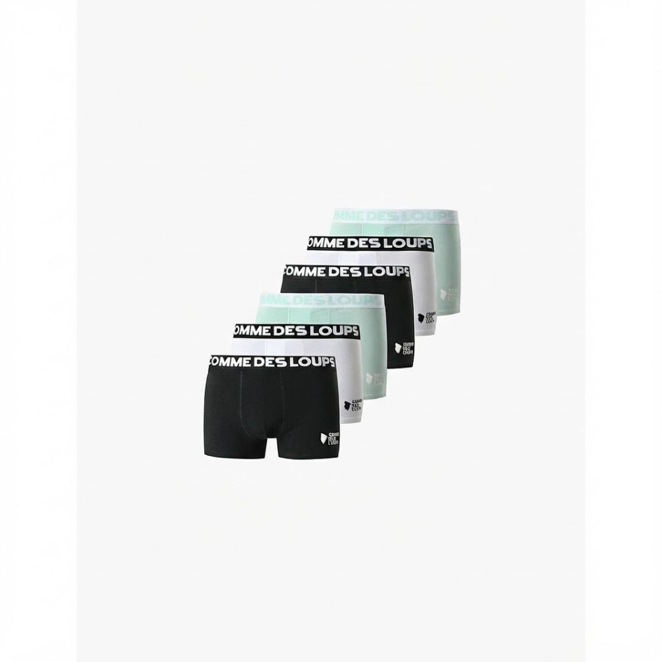 Lot De 6 Boxers Classic Noir Blanc Vert Menthe