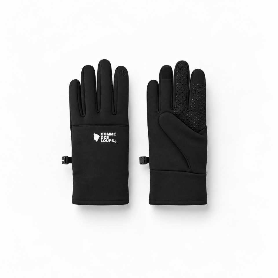Gants Tactiles Comme Des Loups Noir Logo Blanc