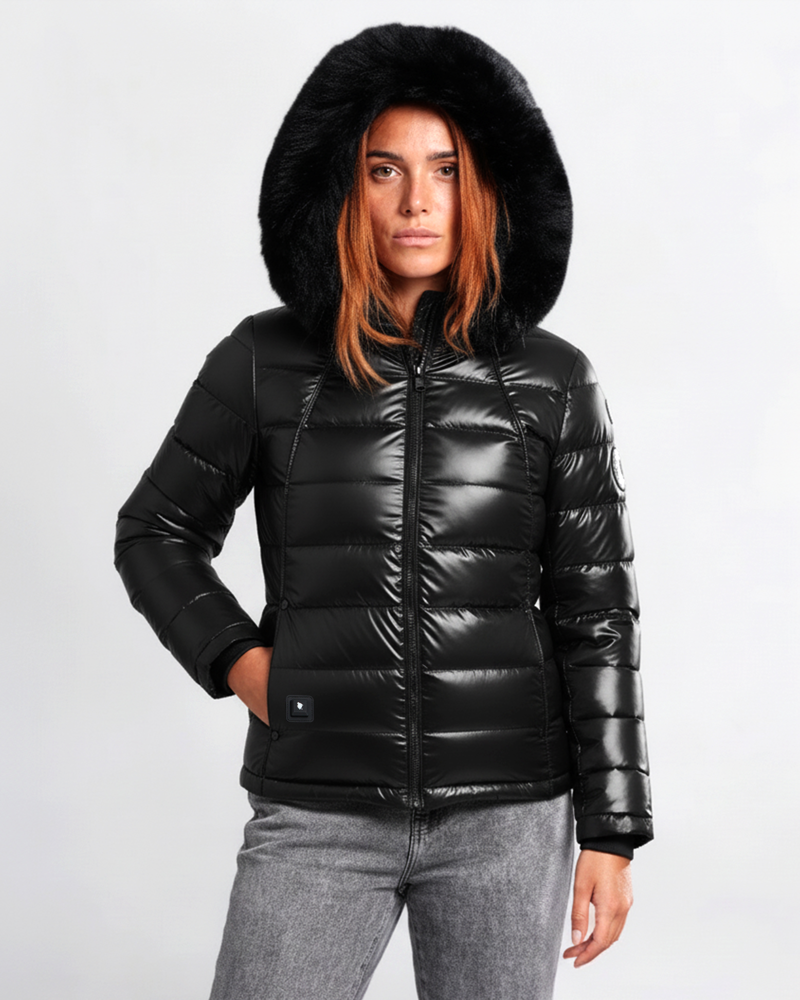 Doudoune Chauffante Capuche Femme BUDAPEST Shiny Noir