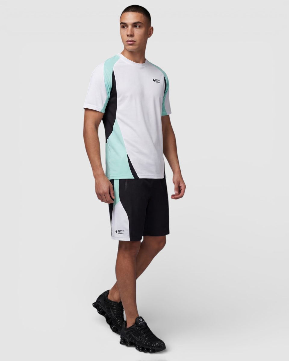 Ensemble Short T-Shirt WAVE Blanc Vert d'eau Noir