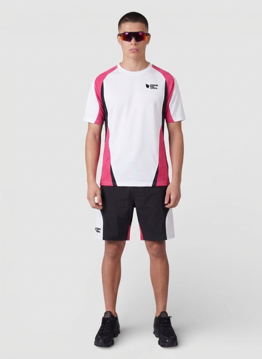 Ensemble Short T-Shirt WAVE Blanc Fuchsia
